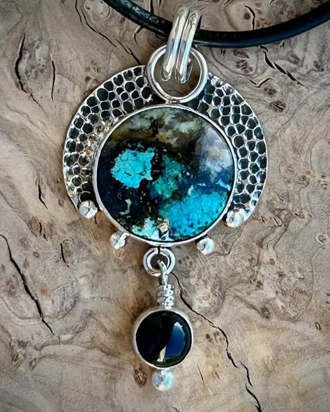 Royston turquoise + onyx pendant