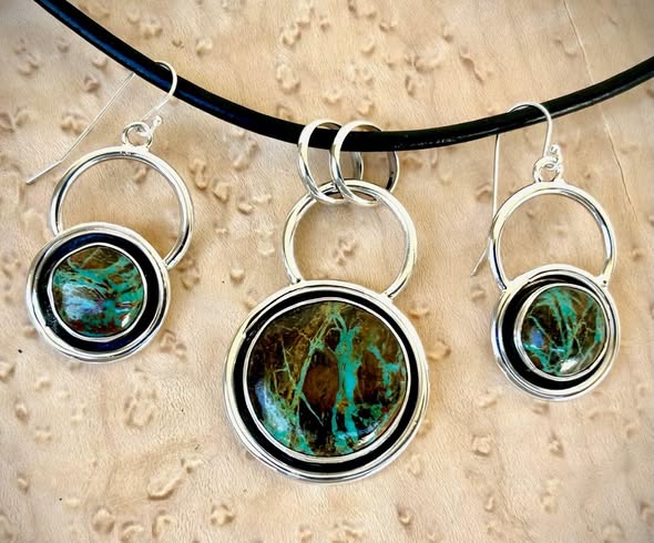 Number 8 lightning-vein pendant + earring SET